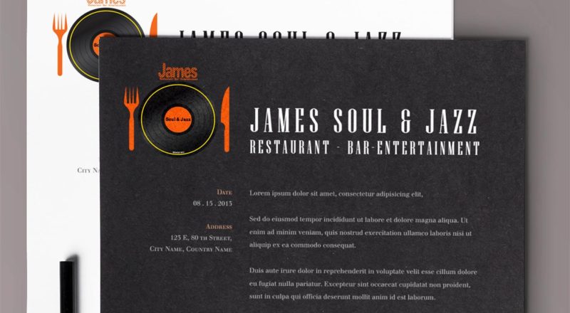 James Restaurant - Bar - Entertainment Menu Card Design